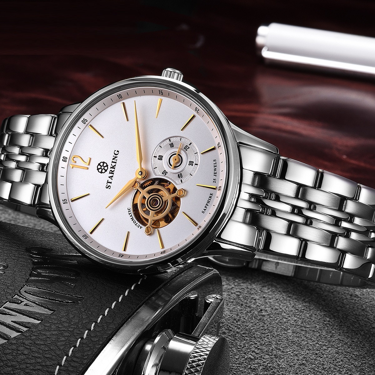 Automatic Mechanical Business Hollow Small Three-needle Waterproof Men's Watch - Image 5