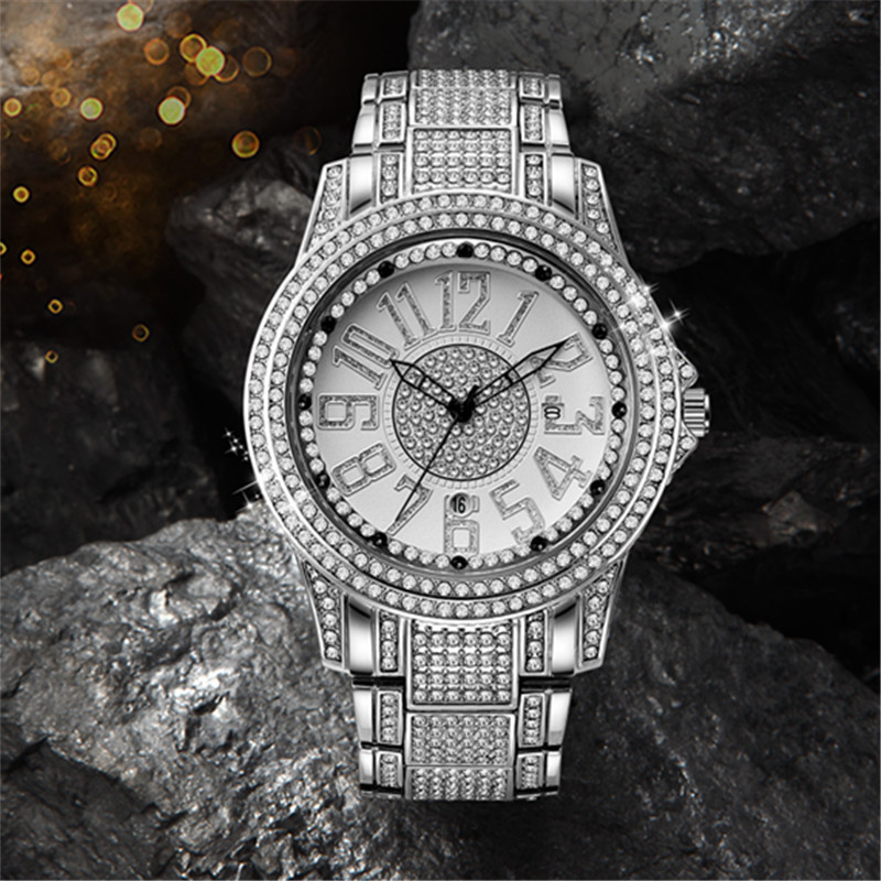 Men's Diamond Fashion Alloy Strap Date Quartz Watch - Image 2