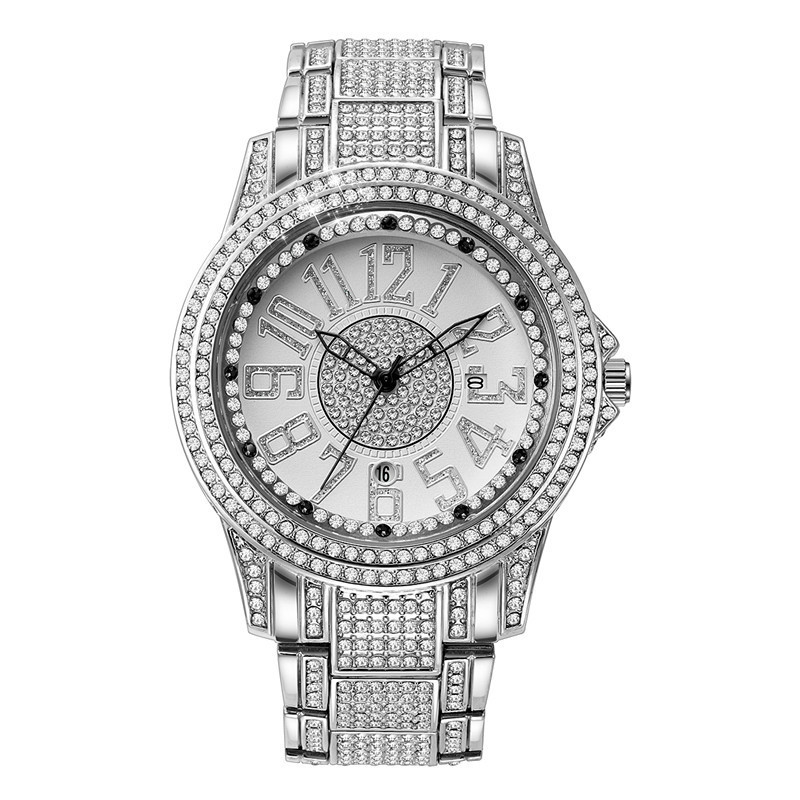 Men's Diamond Fashion Alloy Strap Date Quartz Watch - Image 7