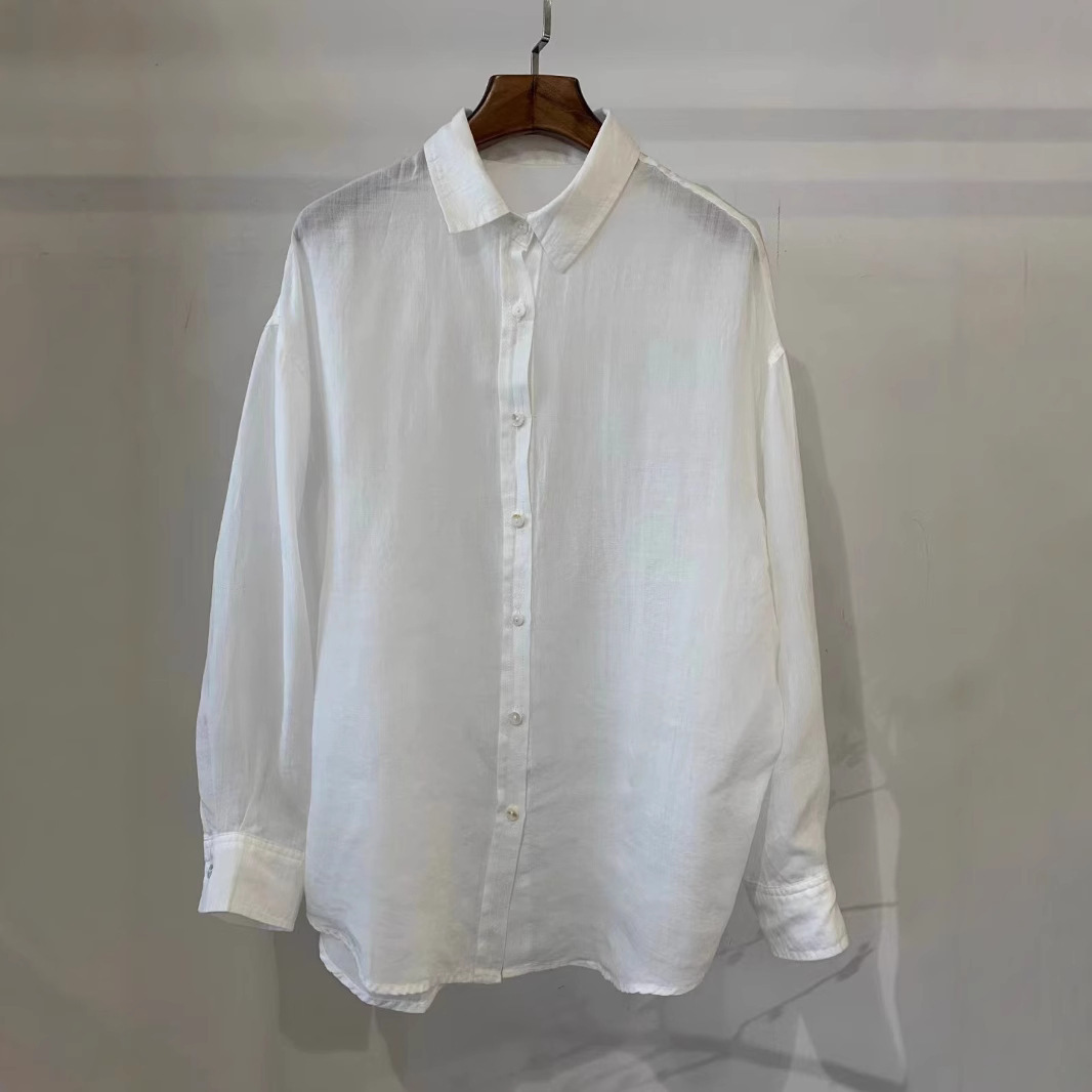 Vintage Tencel Linen Shirt Women's Loose Casual Long Sleeves Top - Image 2
