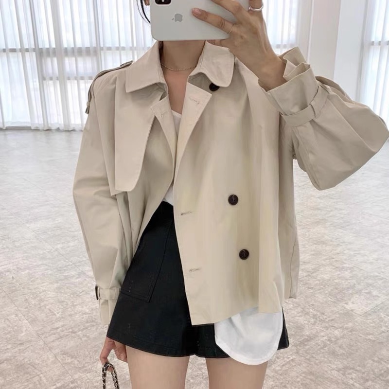 Fall South Lapel Double Breasted Loose Long Sleeve Tooling Style Coat - Image 2