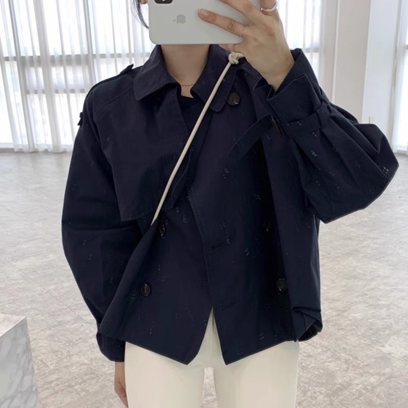 Fall South Lapel Double Breasted Loose Long Sleeve Tooling Style Coat - Image 3