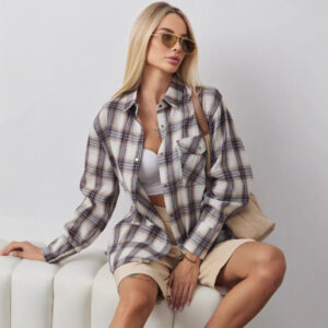European And American Plaid Tup Cardigan