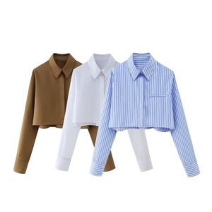 European And American Style French Three-color Short Shirt