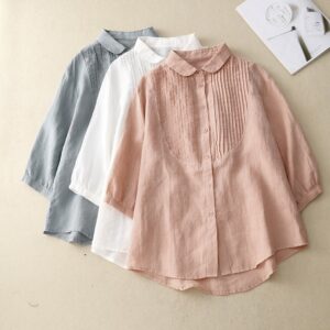 Women's Retro Loose Cotton And Linen Tops
