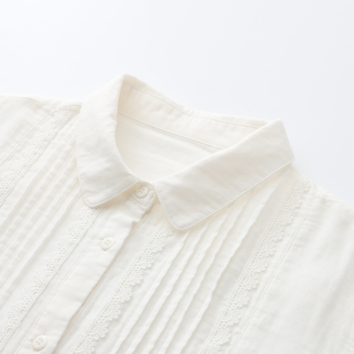 Lace Double-layer Cotton Yarn Long Sleeves Shirt For Women - Image 3