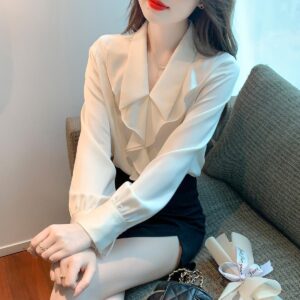 Ladies Chiffon Blouse Long Sleeve Base Shirt