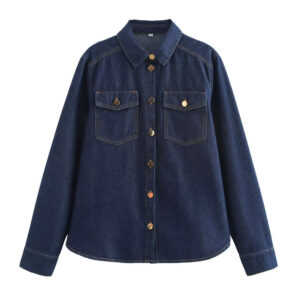 Soft Pocket Trim Button Denim Shirt