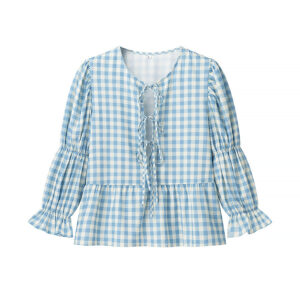 Women's Street Fashion Tie-dye Plaid Print Shirt