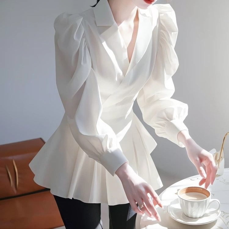 French Temperament High-end Fashion Socialite Waist-cinching Shirt - Image 2