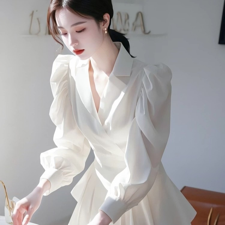 French Temperament High-end Fashion Socialite Waist-cinching Shirt - Image 3