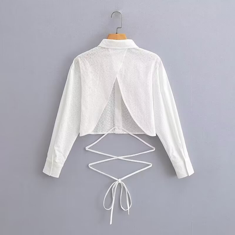 Women's Fashion Cotton Tie-dye Embroidered Short-sleeved Shirt - Image 2