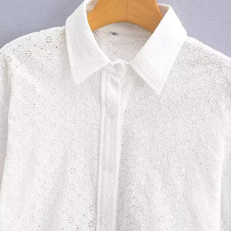 Women's Fashion Cotton Tie-dye Embroidered Short-sleeved Shirt - Image 3