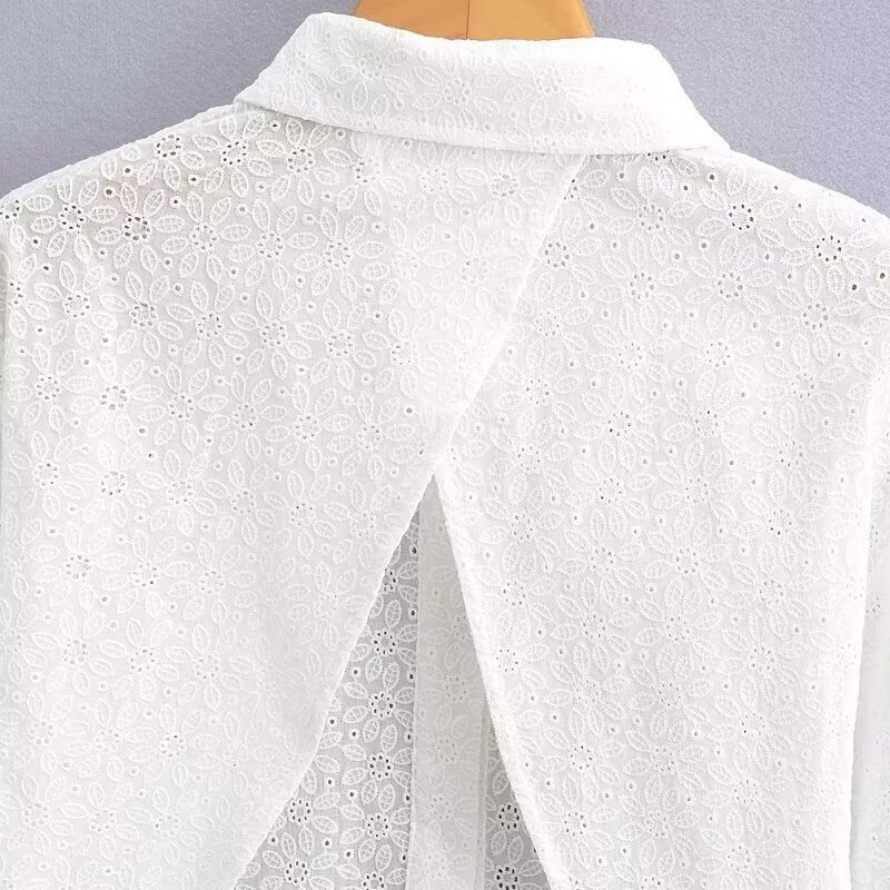 Women's Fashion Cotton Tie-dye Embroidered Short-sleeved Shirt - Image 4