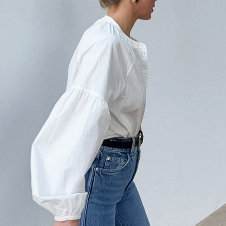 Round Neck Loose High-end Sense Shirt Women - Image 2