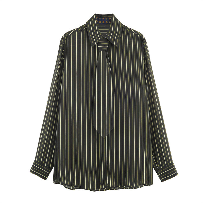 Lady Striped Tie Shirt - Image 6