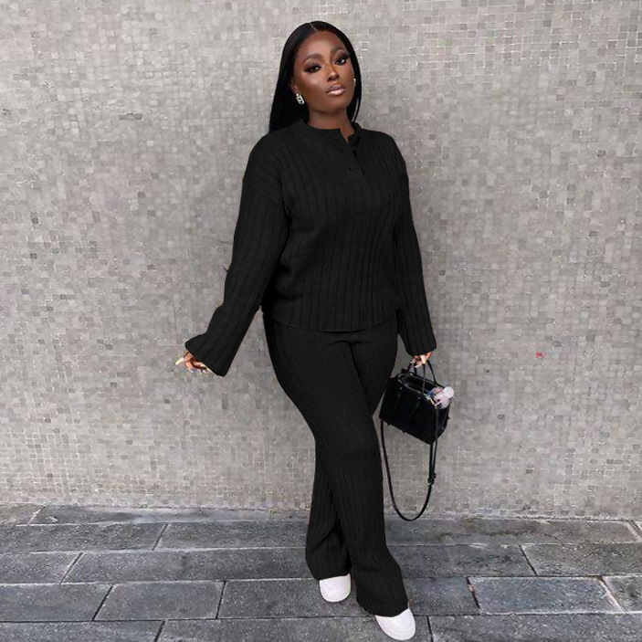 Fashion Casual Knitting Suit Long Sleeve Two-piece Sweater - Image 2