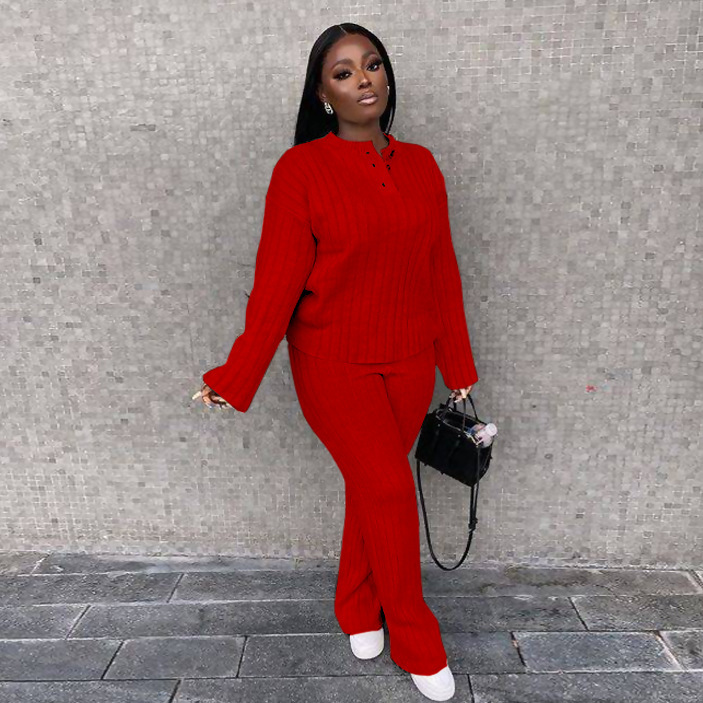 Fashion Casual Knitting Suit Long Sleeve Two-piece Sweater - Image 3