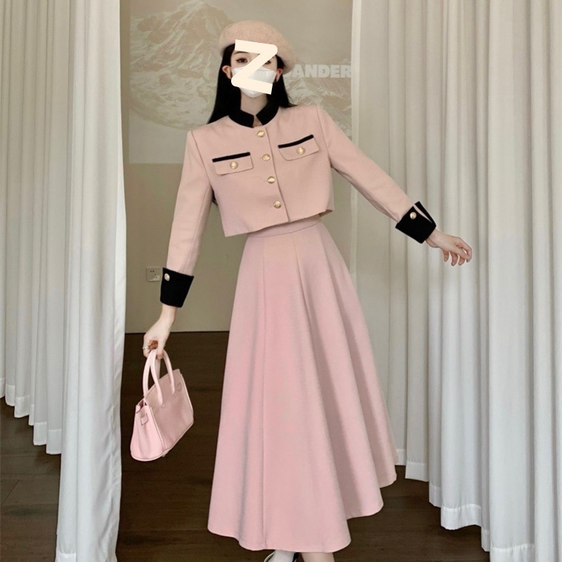 Short Coat High Waist Long Skirt Two-piece Set - Image 2