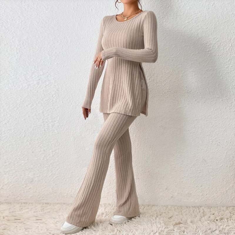Knitted Hollow Striped Two-piece Suit Pants Hem - Image 5