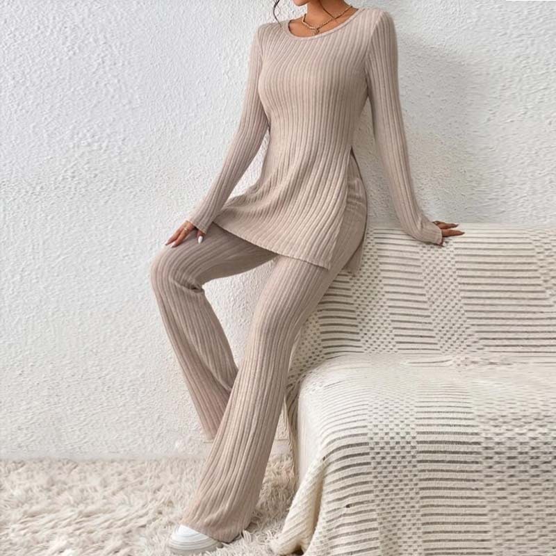 Knitted Hollow Striped Two-piece Suit Pants Hem - Image 8
