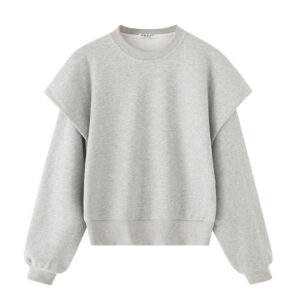 Solid Color Pleated Heavy Fabric Round Neck Long Sleeve Sweater