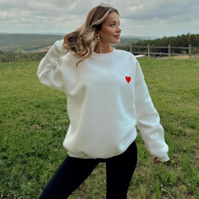 Casual Fashion Sweet Round Neck Pullover Women - Image 2