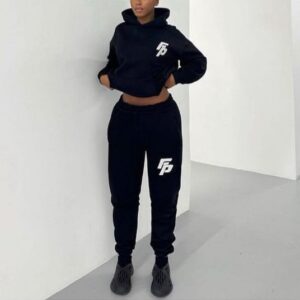 Long Sleeve Hooded Sweatshirt With Jogger Pants Two-Piece Set