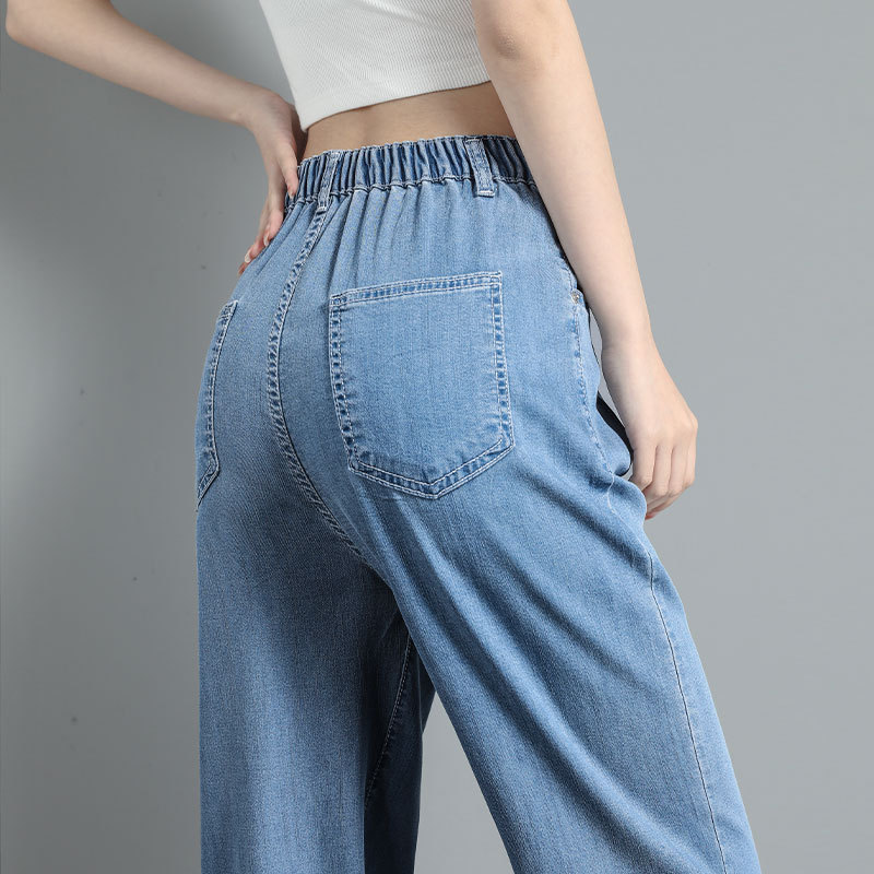 High Waist Straight Small Ice Silk Wide-leg Pants - Image 3