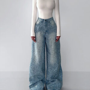 Irregular Rhinestone Jeans