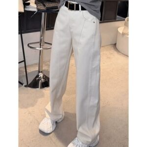 White Scimitar Pants Women's Straight Spring And Autumn New High Waist Pear-shaped Body Loose Casual Narrow Leg Wide Pants