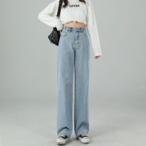 Jeans Women's Spring And Autumn High Waist Figure Flattering Mopping Pants