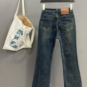 Retro Blue Flared Women's Spring And Autumn High Waist Loose Slim Pear-shaped Trousers