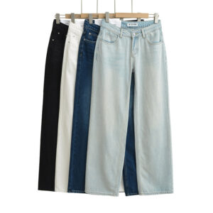 American Low Waist Straight Loose Denim Mop Trousers