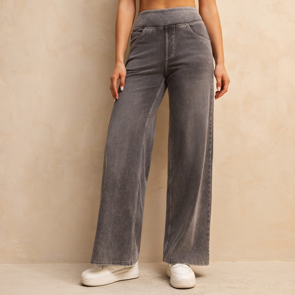 Women's High Waist Mid-light Gray Loose Jeans - Image 2