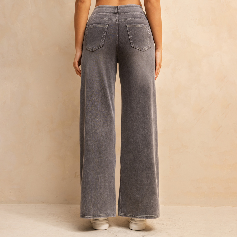 Women's High Waist Mid-light Gray Loose Jeans - Image 4