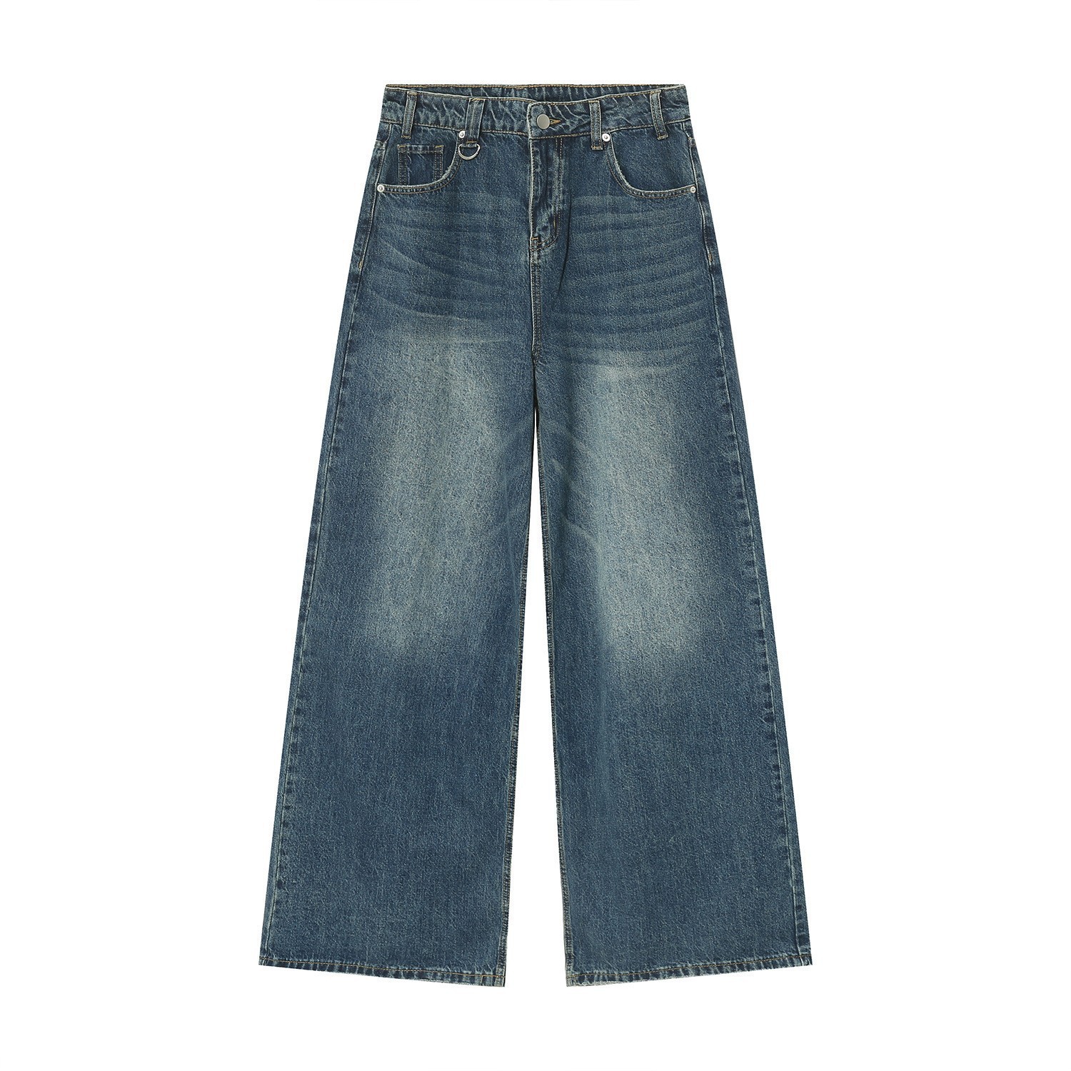 Retro Hong Kong Style Distressed Loose Wide Leg Mopping Jeans - Image 3