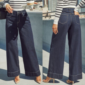 Temperament High Waist Long Wide Leg Jeans For Women