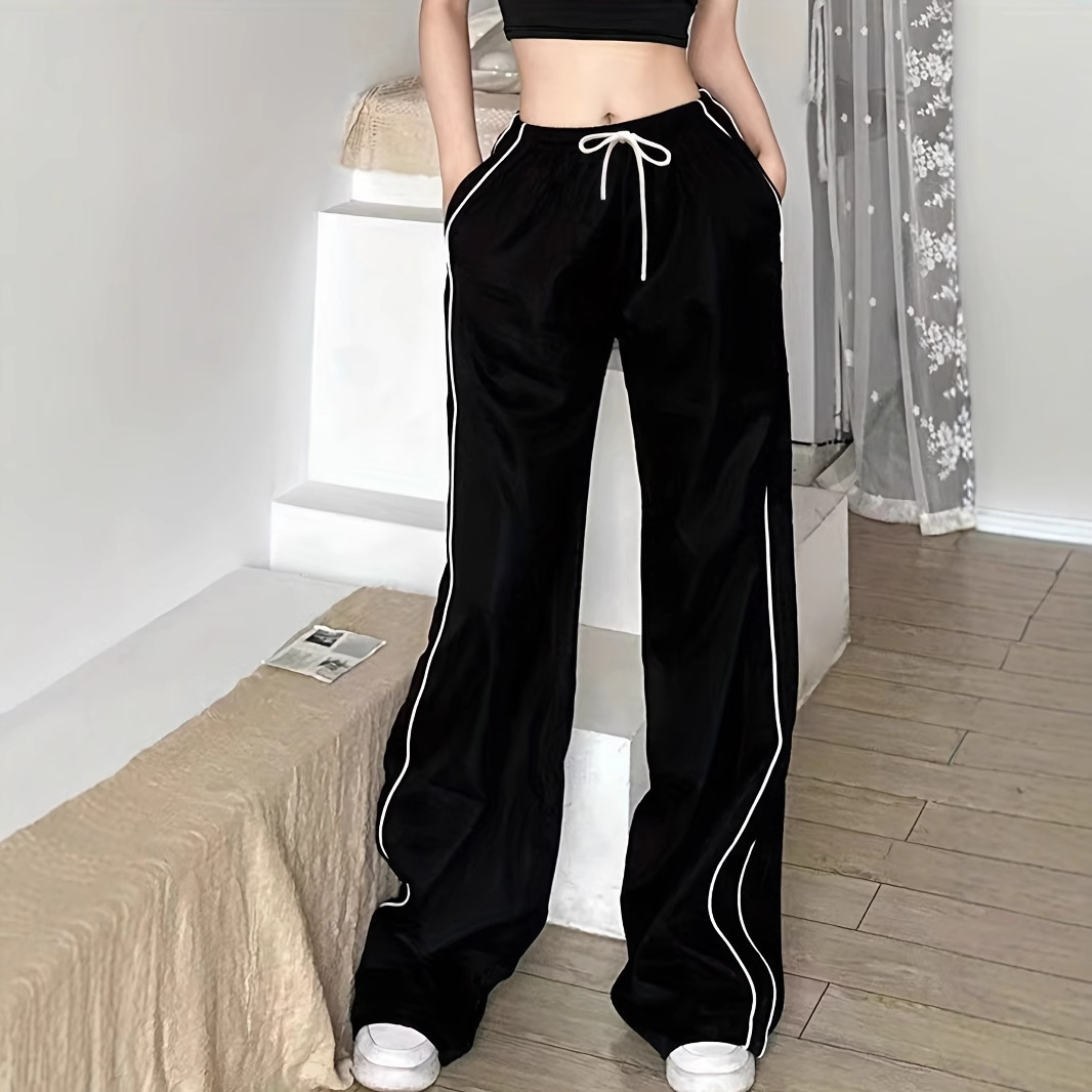 Drawstring Leisure Elastic Waist Pants On Both Sides - Image 2