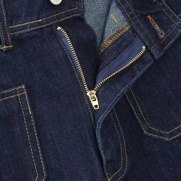 Navy Tuyere Pocket Decoration Loose Straight High Waist Jeans - Image 4