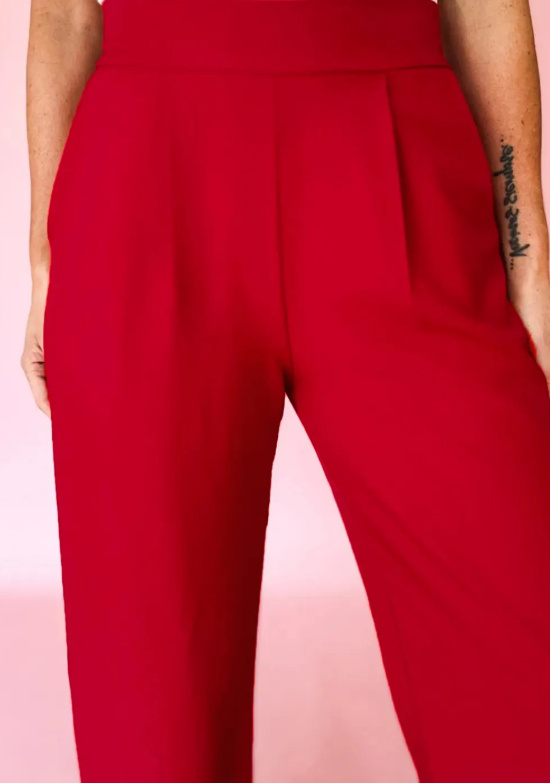 Black Pleated Detail Pull On High Elastic Waist Loose Straight Pants - Image 5