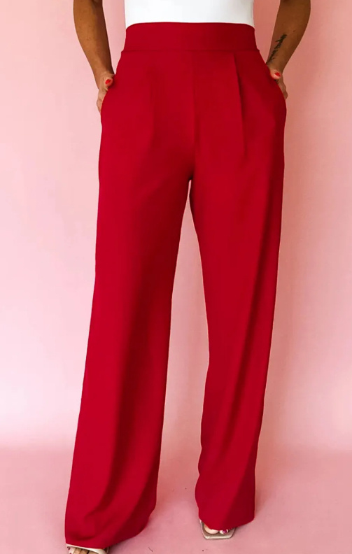 Black Pleated Detail Pull On High Elastic Waist Loose Straight Pants - Image 6