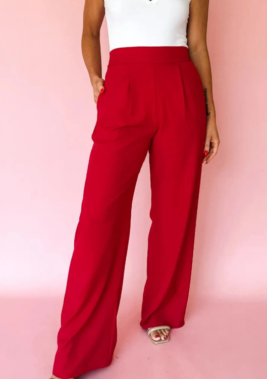 Black Pleated Detail Pull On High Elastic Waist Loose Straight Pants - Image 7