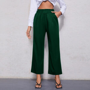 Women's Slim Waist Straight Leg Cropped Casual Pants