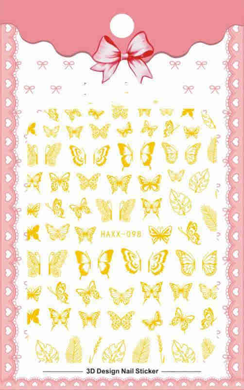 Black Butterfly Nails Stickers Decals White Flower Adhesive Manicure - Image 5