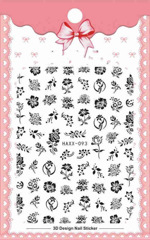 Black Butterfly Nails Stickers Decals White Flower Adhesive Manicure - Image 7