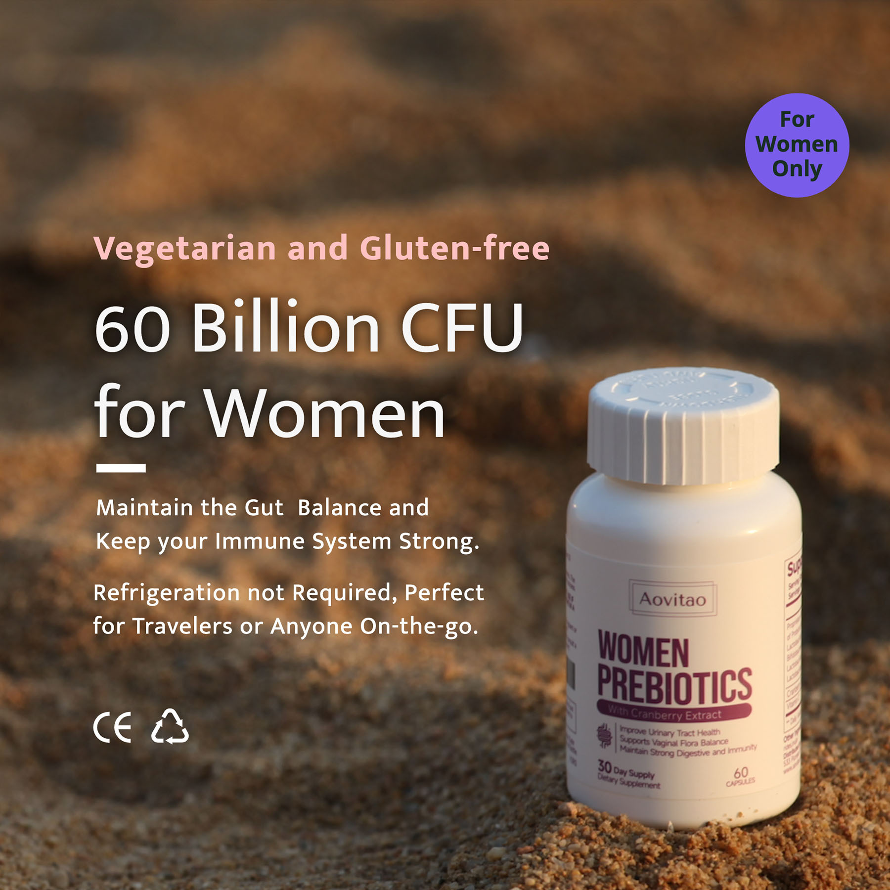 Vaginal Probiotics Women Ph Balance Pills Female Gut Health Prebiotics 60 Billion CFU Capsules Digestive Urinary Tract Support - Image 3