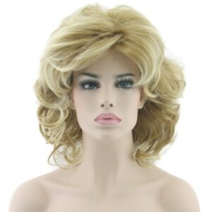 High temperature silk curly wigs European and American golden short hair wigs