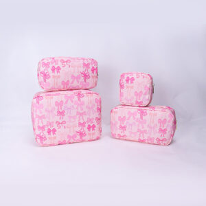 Printed Nylon Cosmetic Bag Travel Portable Storage