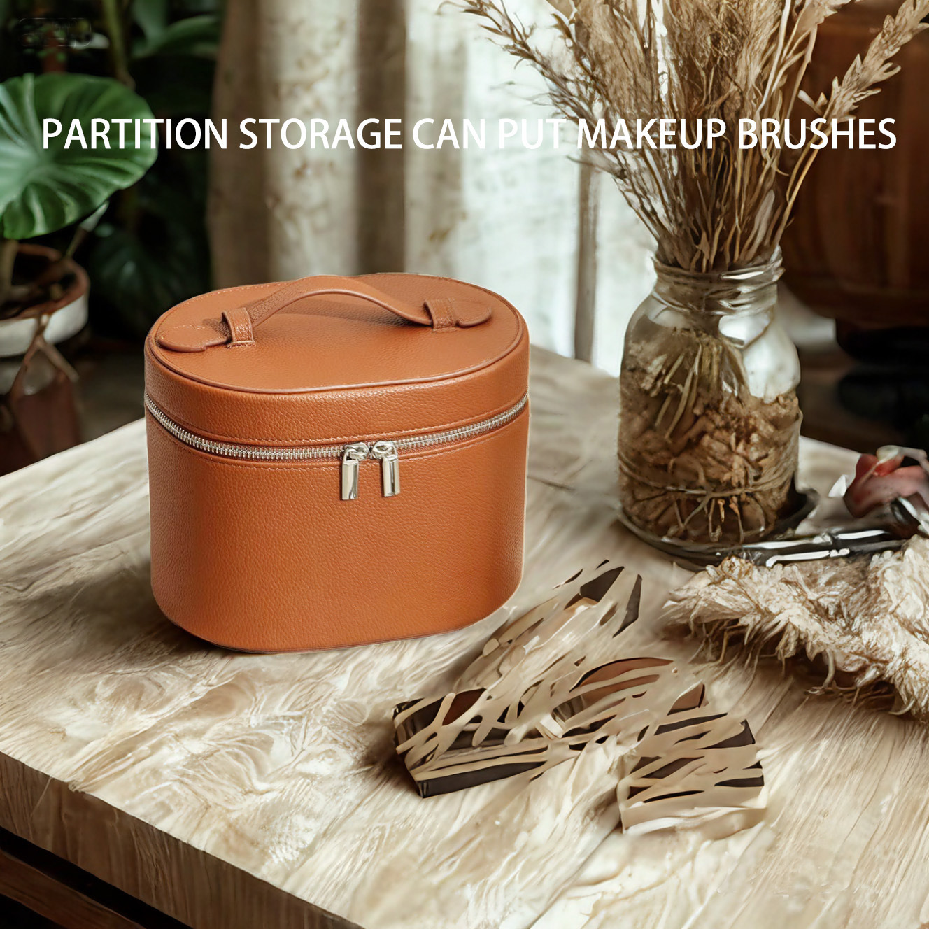 Elastic Band Leather Cosmetic Bag Large Capacity - Image 2